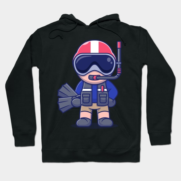 Rescue Swimmer Cartoon Fun Size Hoodie by aircrewsupplyco